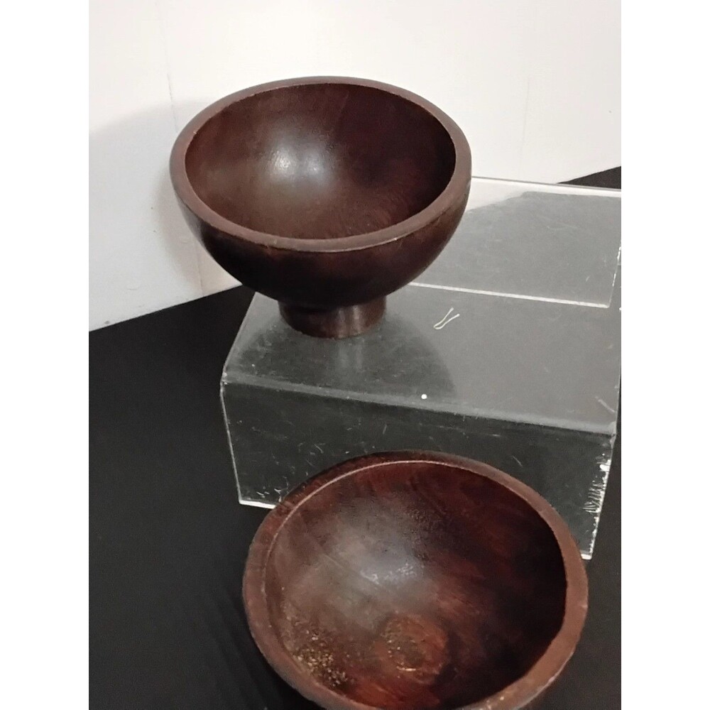 Set of 2 Footed Wooden Bowls